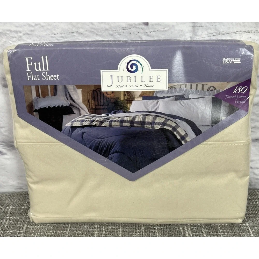 Jubilee Vintage Flat Sheet Ivory USA Deadstock Cotton Blend